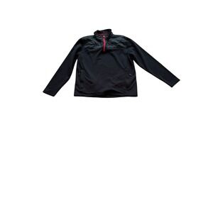 Eddie Bauer Men's M Black‎ Long Sleeve 1/4 Zip Pullover Jacket Red Accents
